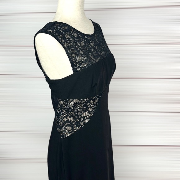 NWT Vera Wang Little Black Cocktail Sheath Dress Sleeveless Lace Panels US 6 - Picture 4 of 13